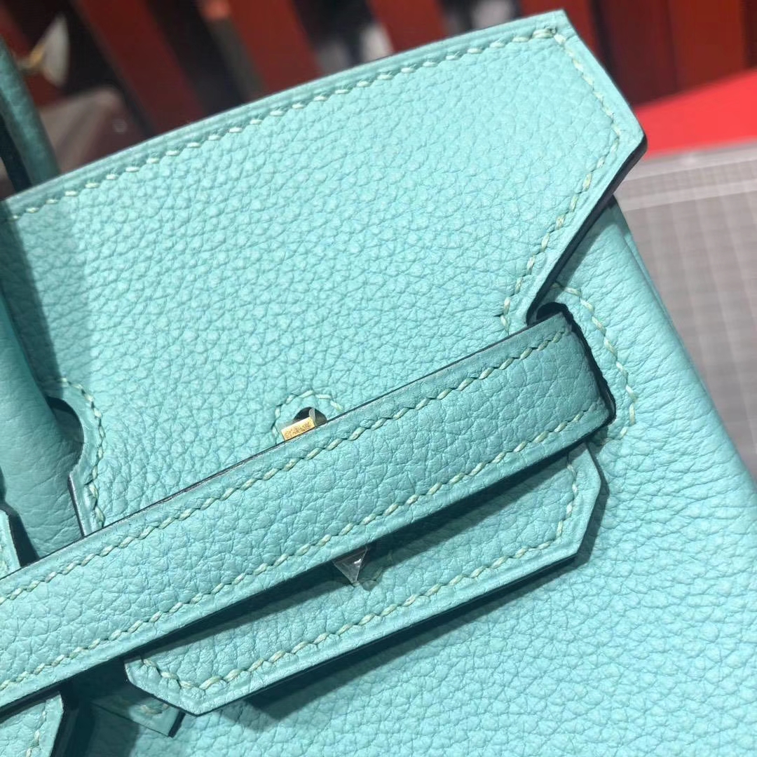 爱马仕Birkin包包 Hermes Birkin25CM 3P马卡龙蓝法国顶级Togo牛皮 银扣