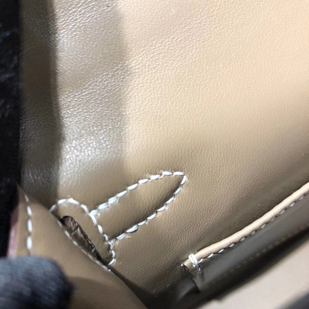 Hermes Minikelly2代 爱马仕大象灰顶级山羊皮迷你凯莉包2代晚宴手包 银扣