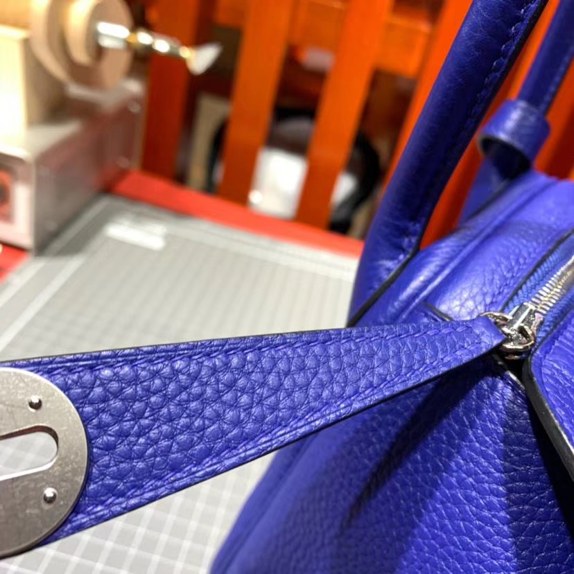 Hermes Lindy26CM 爱马仕电光蓝原厂御用Togo牛皮琳迪包 银扣