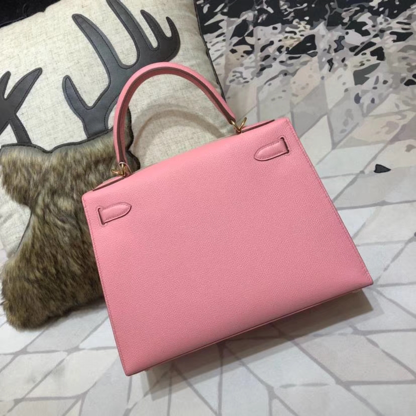 爱马仕凯莉包价格 Hermes Kelly28CM 奶昔粉进口Epsom牛皮 金扣