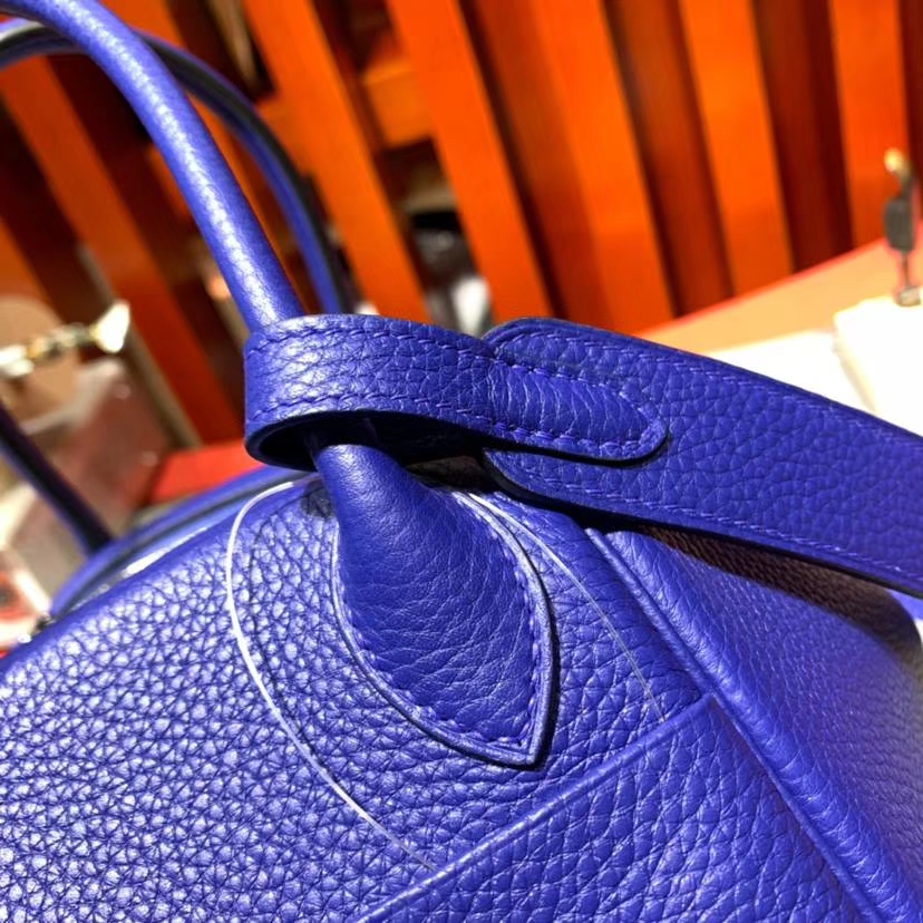 Hermes Lindy26CM 爱马仕电光蓝原厂御用Togo牛皮琳迪包 银扣