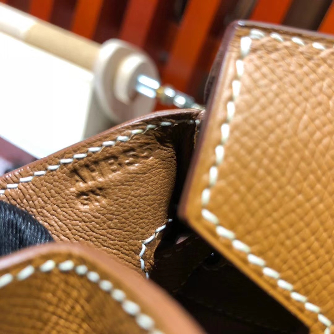 爱马仕铂金包定制 Hermes Birkin30CM ck75土黄色原厂Epsom牛皮 金扣