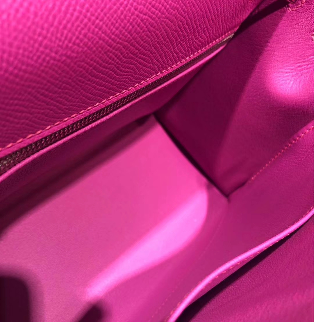 爱马仕Kelly女包 Hermes Kelly25CM 玉兰粉顶级Epsom牛皮凯莉包 银扣