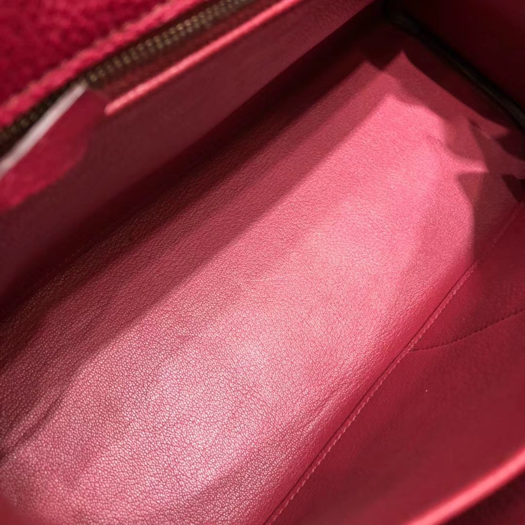 爱马仕Kelly女包 Hermes Kelly32CM 宝石红原厂Togo牛皮 银扣