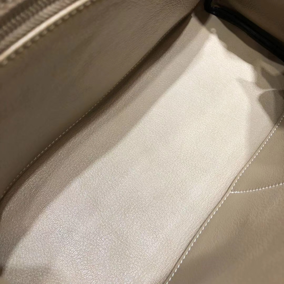 纯手工制作 Hermes爱马仕浅灰色原厂御用Togo牛皮凯莉包Kelly32CM 银扣