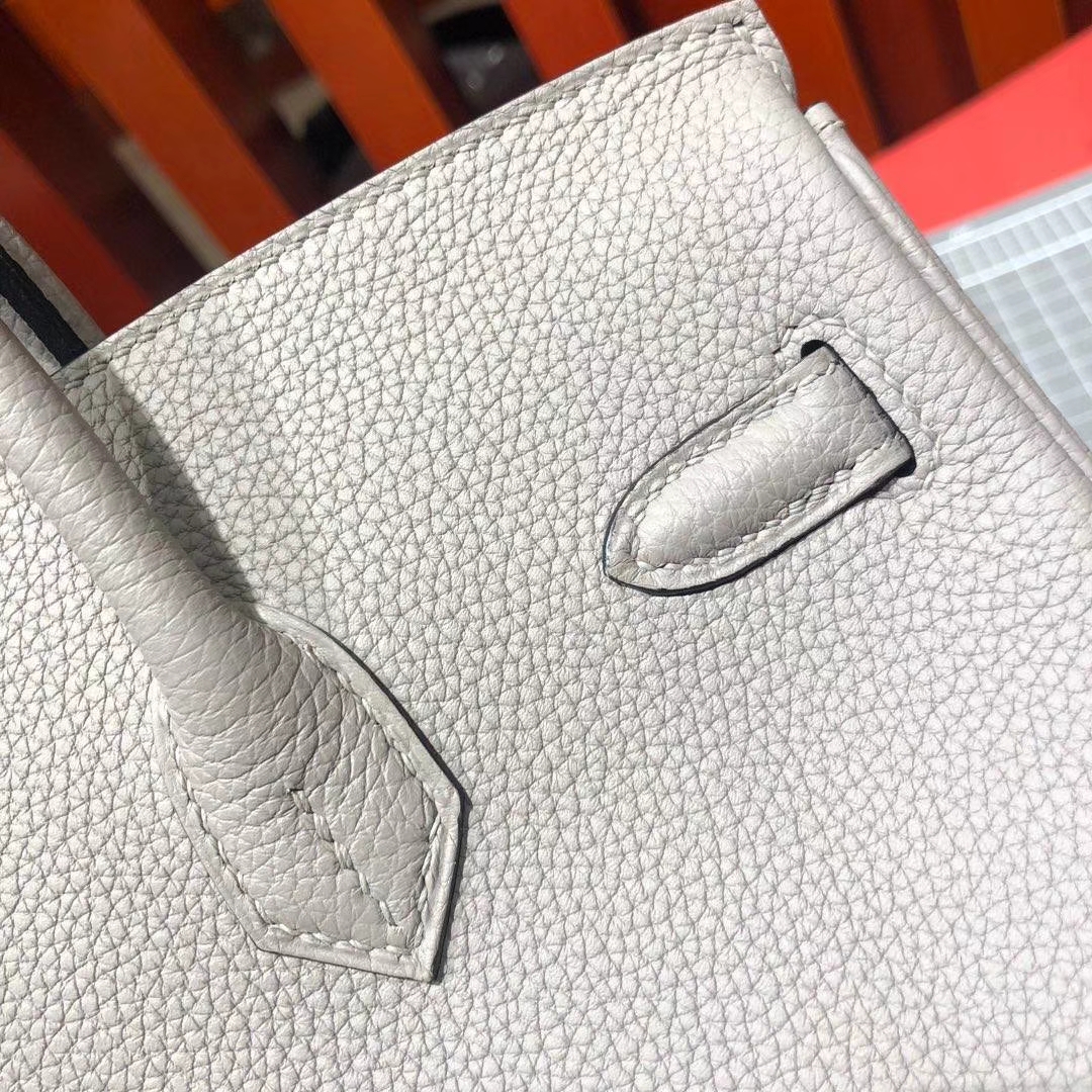 爱马仕Birkin包包 Hermes顶级Togo牛皮铂金包Birkin25CM 1F钻石灰 金扣