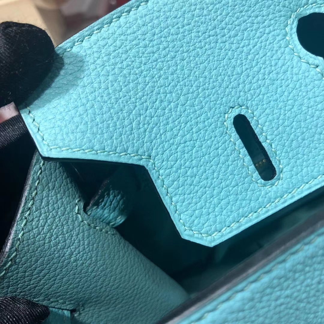 爱马仕Birkin包包 Hermes Birkin25CM 3P马卡龙蓝法国顶级Togo牛皮 银扣