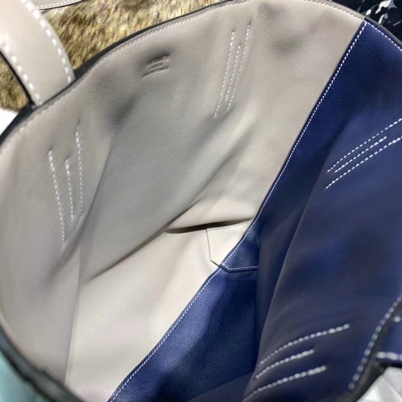 爱马仕包包官网 Hermes Double Sens 三拼色原厂Swift牛皮单肩购物包