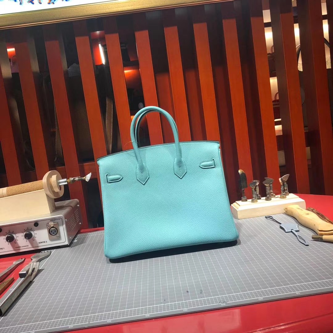爱马仕Birkin包包 Hermes Birkin25CM 3P马卡龙蓝法国顶级Togo牛皮 银扣
