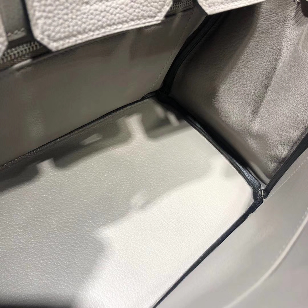 爱马仕Birkin包包 Hermes顶级Togo牛皮铂金包Birkin25CM 1F钻石灰 金扣