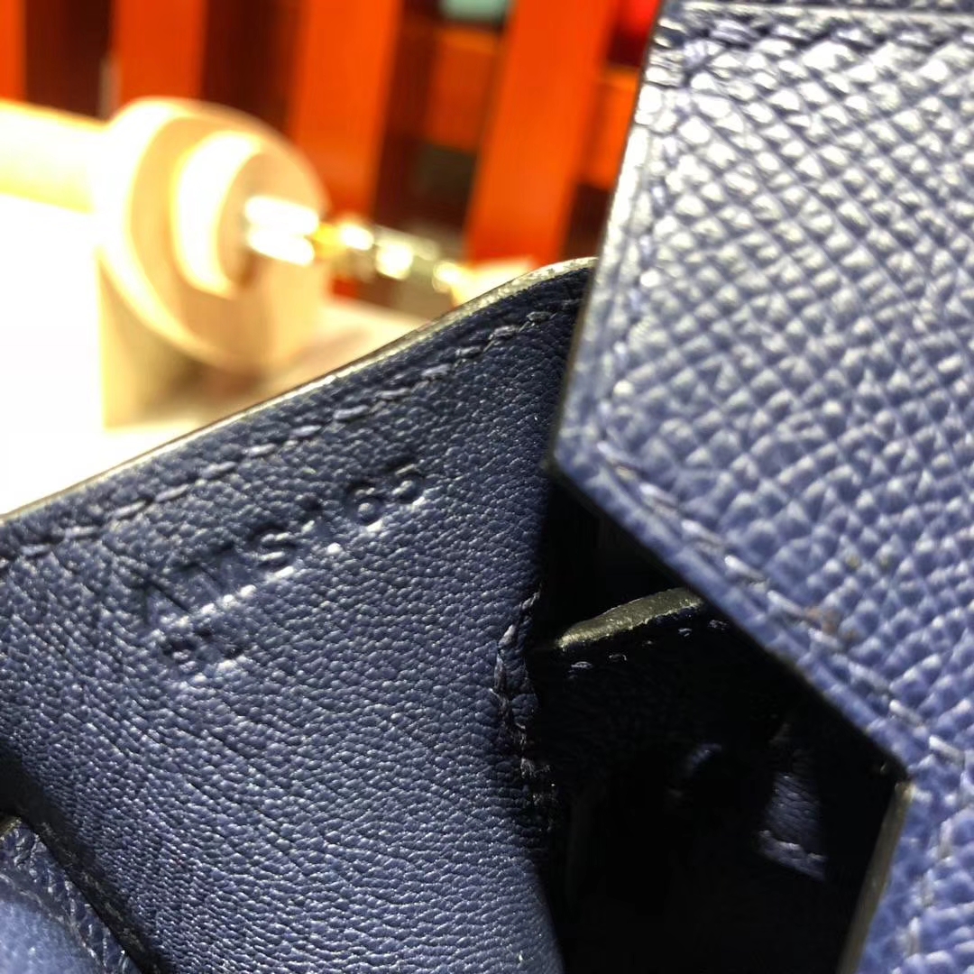 爱马仕Birkin女包 Hermes Birkin30CM CC73宝石蓝原厂Epsom牛皮铂金包 金扣