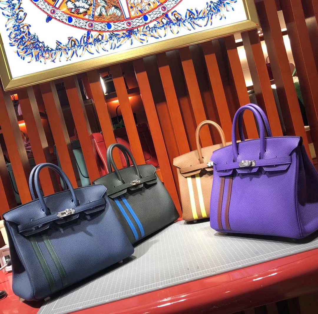 爱马仕2018AW秋冬限量版铂金包 9W梦幻紫拼57波尔多酒红Birkin25CM 银扣