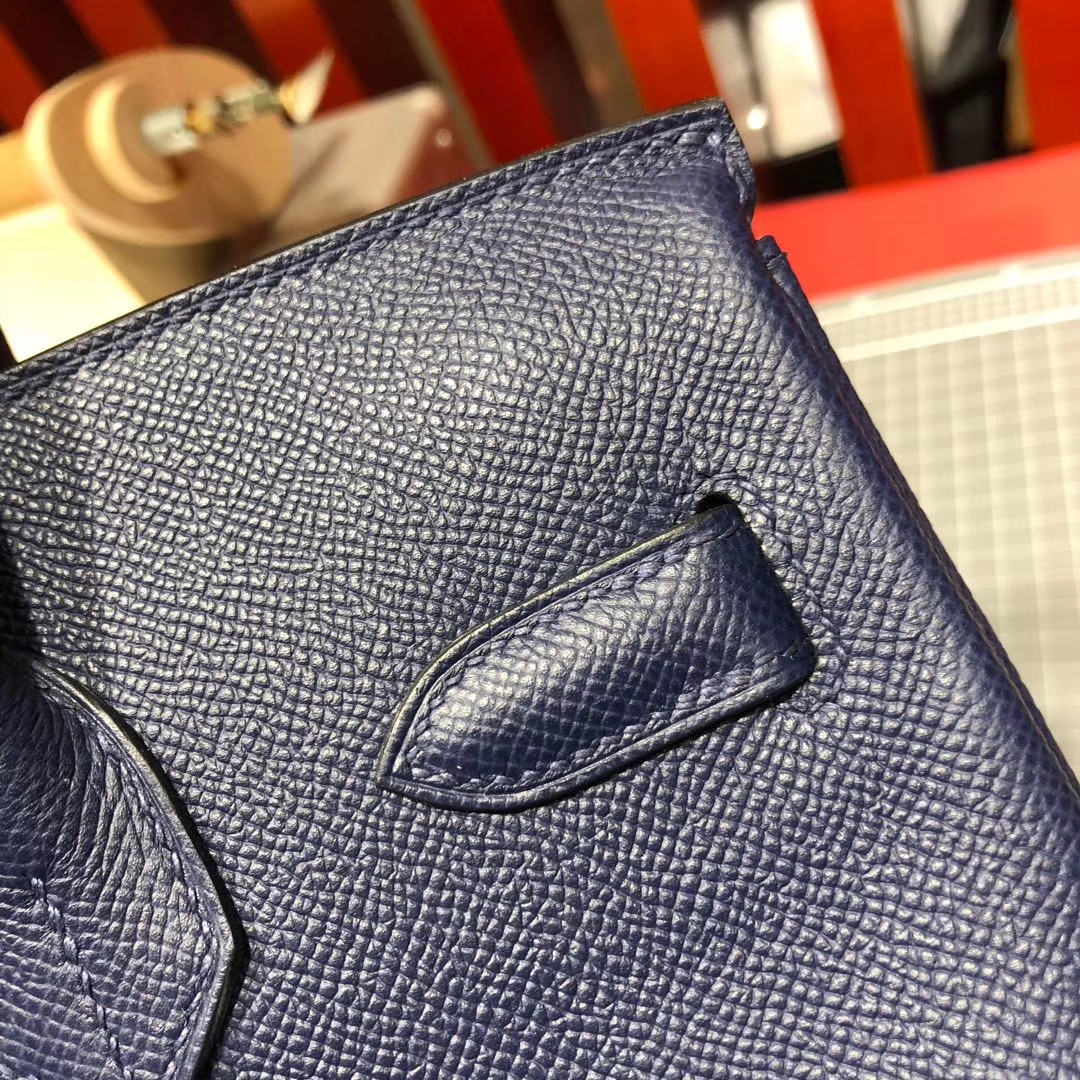 爱马仕Birkin女包 Hermes Birkin30CM CC73宝石蓝原厂Epsom牛皮铂金包 金扣