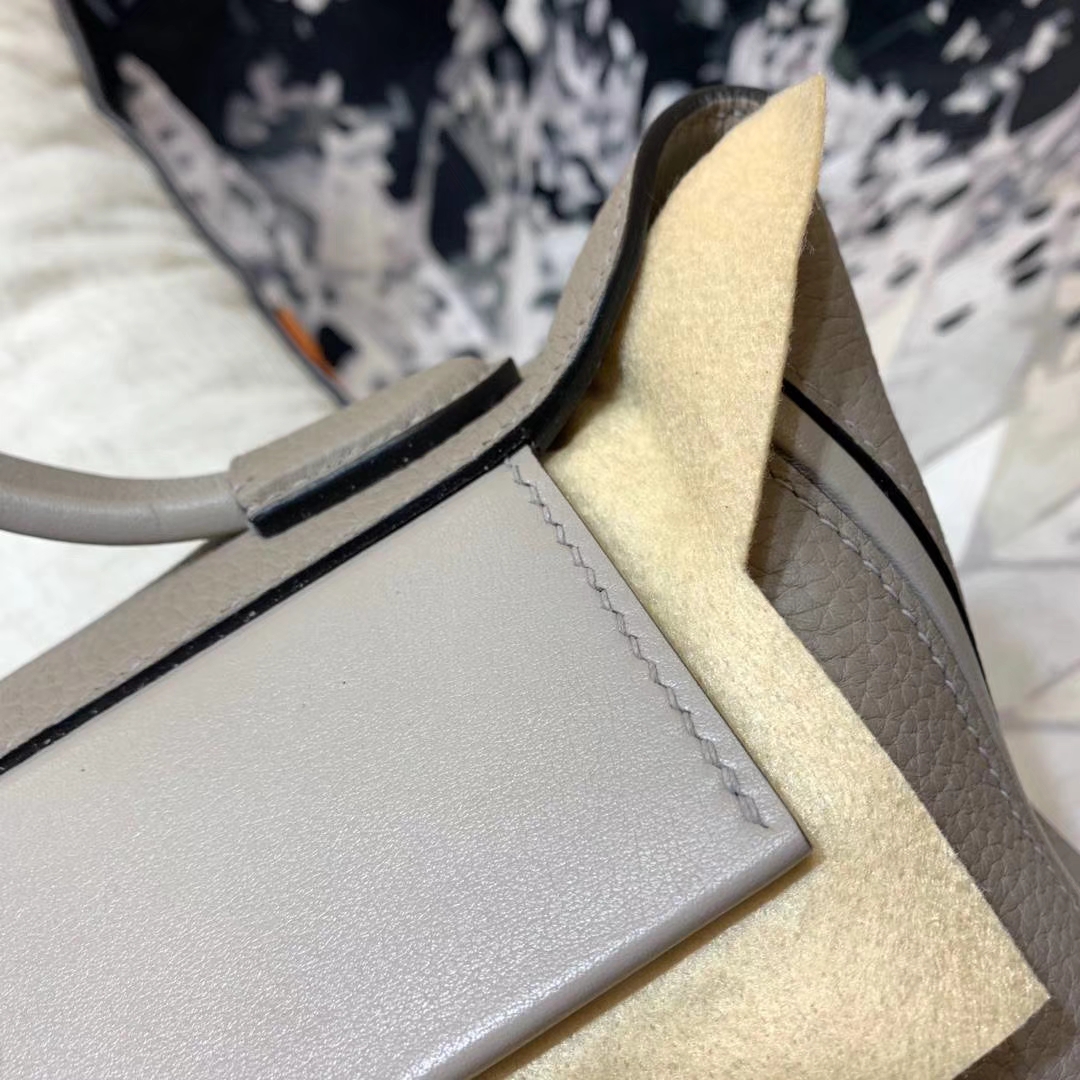 爱马仕包包价格 Hermes Kelly24-24 灰色顶级Togo牛皮新款凯莉包 银扣