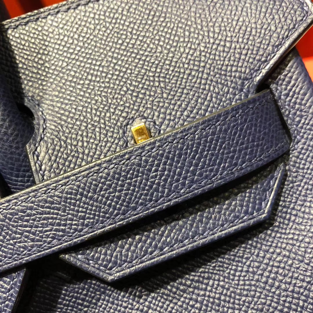 爱马仕Birkin女包 Hermes Birkin30CM CC73宝石蓝原厂Epsom牛皮铂金包 金扣