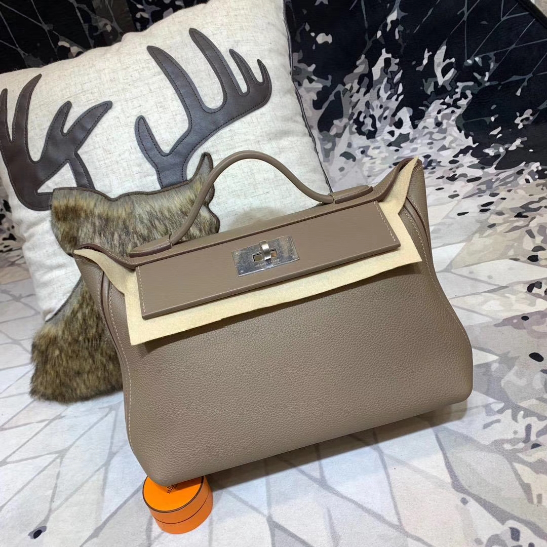 Hermes Kelly24-24 爱马仕新款凯莉包 大象灰Togo牛皮 银扣