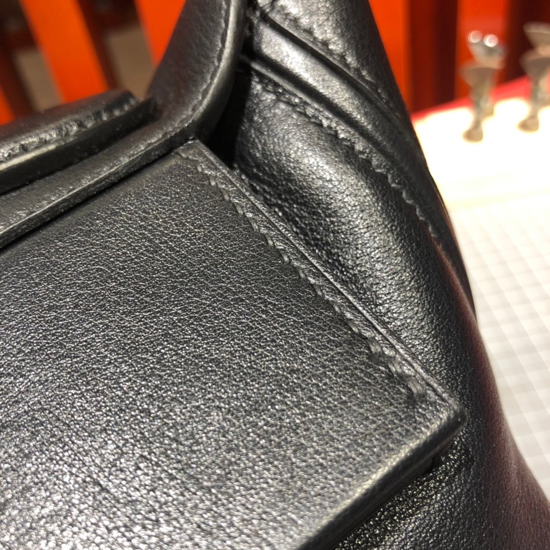 爱马仕新款凯莉包 Hermes 24-24Kelly29CM 黑色进口Swift牛皮手提包 金扣