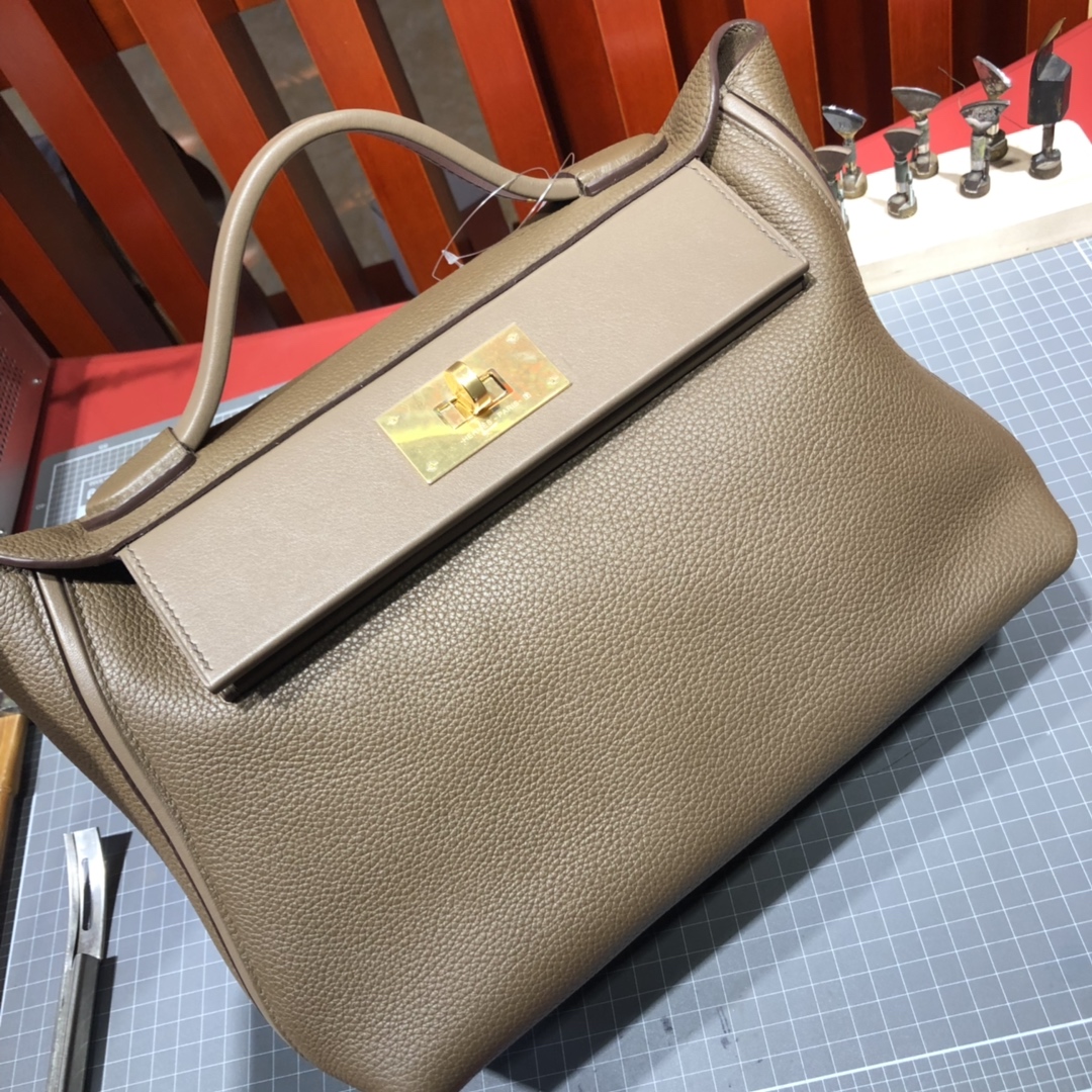 爱马仕包包价格 Hermes 24-24Kelly深大象灰进口Togo小牛皮凯莉包29CM 金扣
