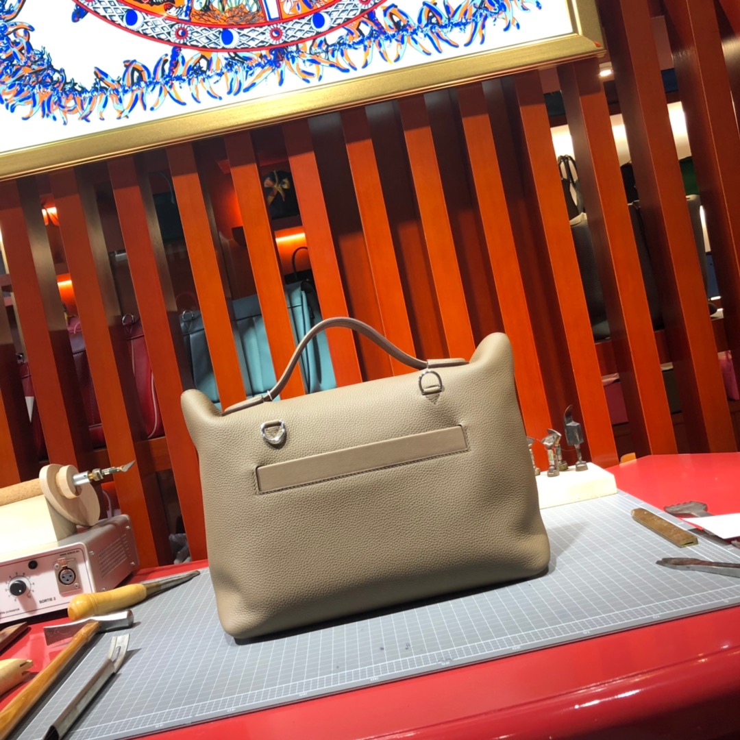 爱马仕包包官网 Hermes Kelly24-24 大象灰本线Togo小牛皮新款凯莉包29CM 金扣