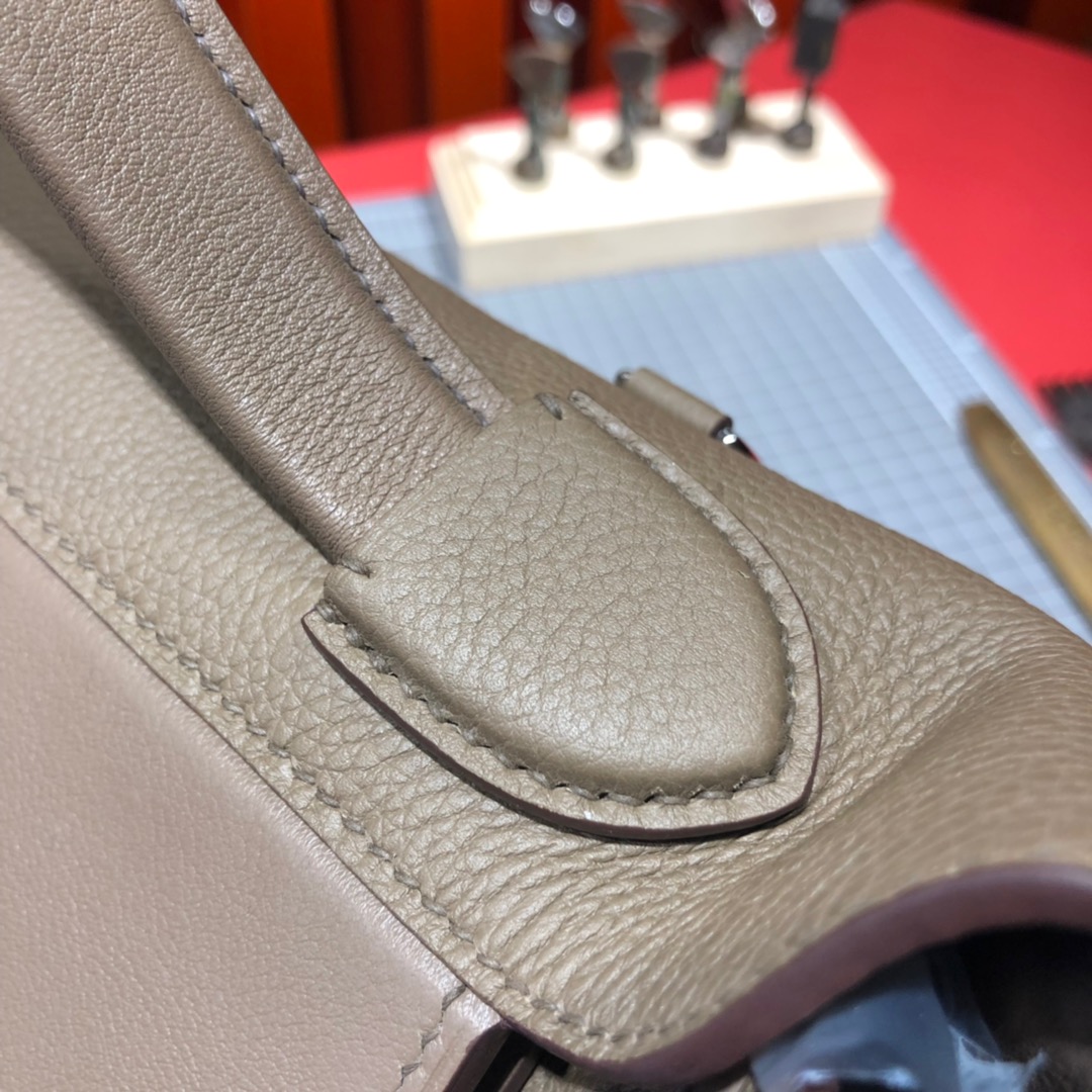 爱马仕包包官网 Hermes Kelly24-24 大象灰本线Togo小牛皮新款凯莉包29CM 金扣