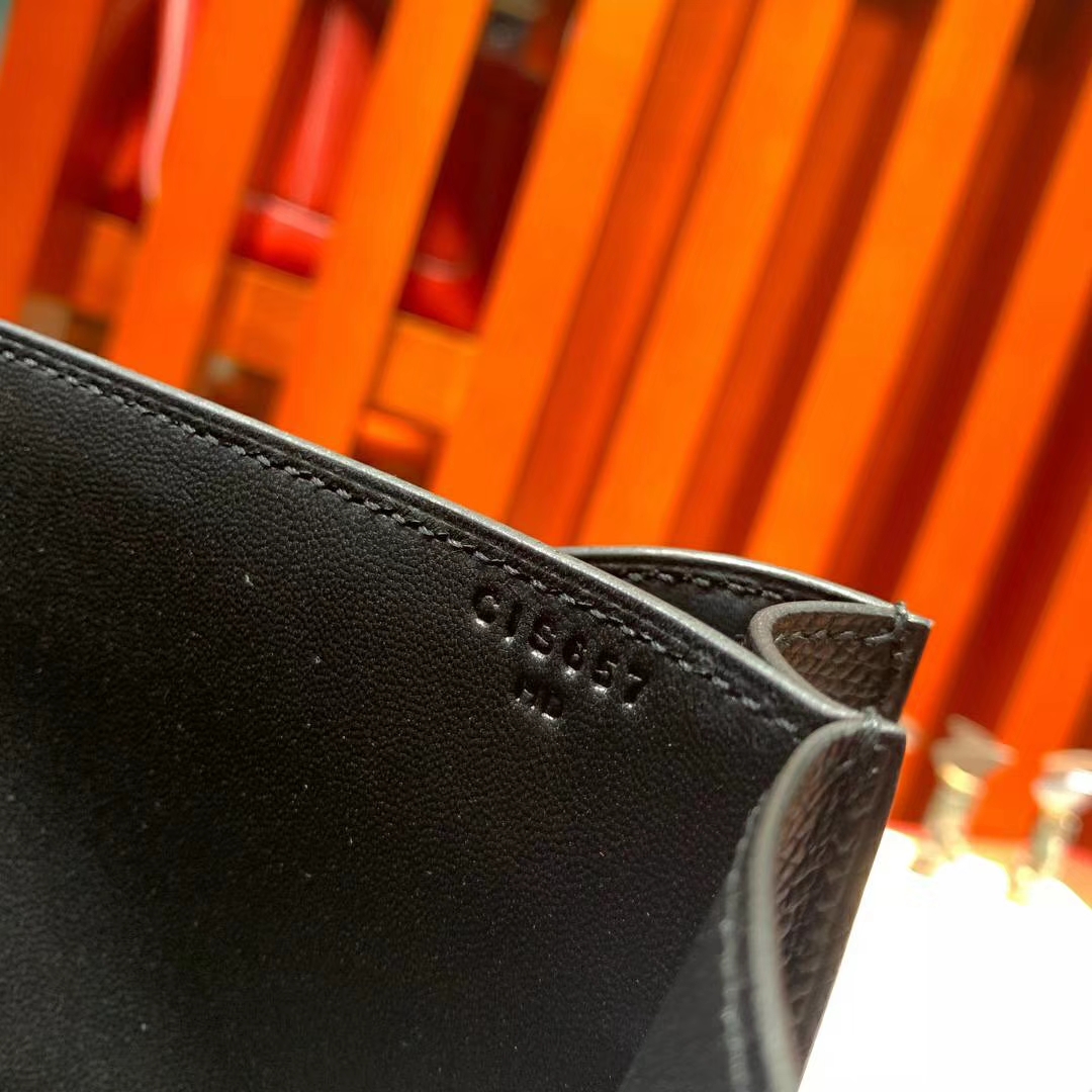 爱马仕空姐包尺寸 Hermes Constance19CM 89黑色掌纹牛皮康斯坦包 银扣
