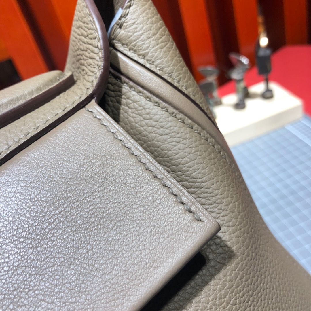 爱马仕包包官网 Hermes Kelly24-24 大象灰本线Togo小牛皮新款凯莉包29CM 金扣