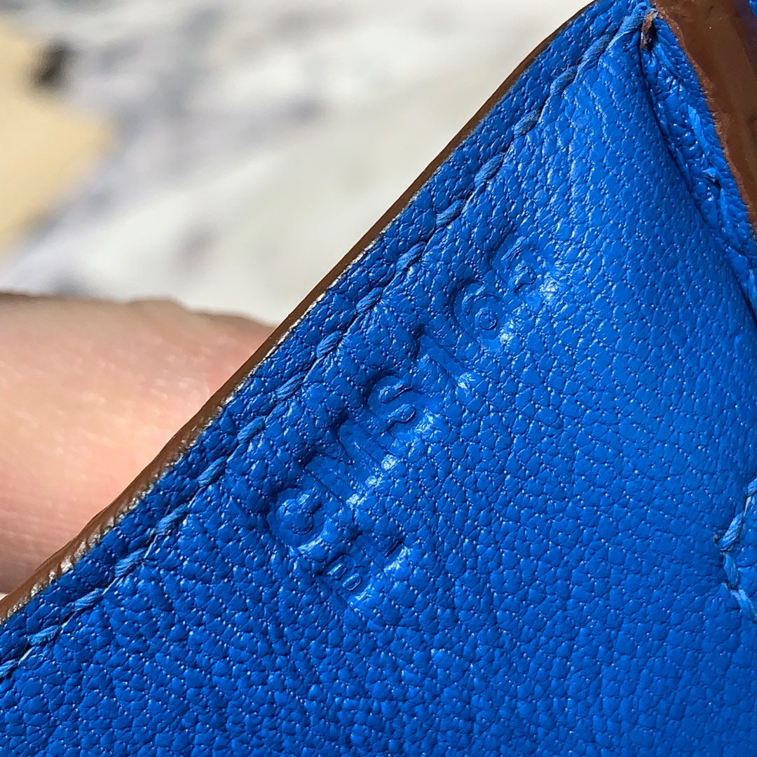 爱马仕拼色铂金包 Hermes Birkin30CM 橙色拼电光蓝雾面鳄鱼皮 金扣