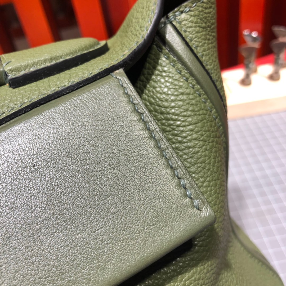 爱马仕新款凯莉包 Hermes 24-24Kelly29CM 丛林绿进口Taurillon maurice皮 银扣