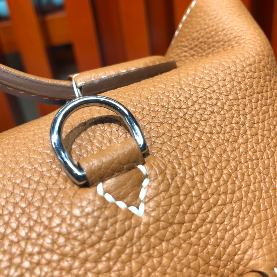 Hermes新款女包 爱马仕土黄色Taurillon maurice皮24-24Kelly新款凯莉包29CM 银扣
