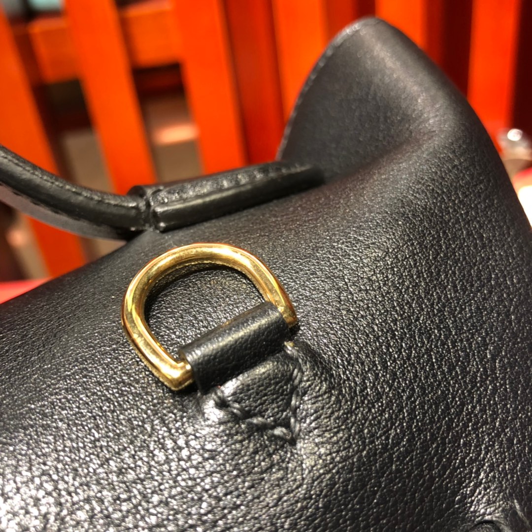 爱马仕新款凯莉包 Hermes 24-24Kelly29CM 黑色进口Swift牛皮手提包 金扣