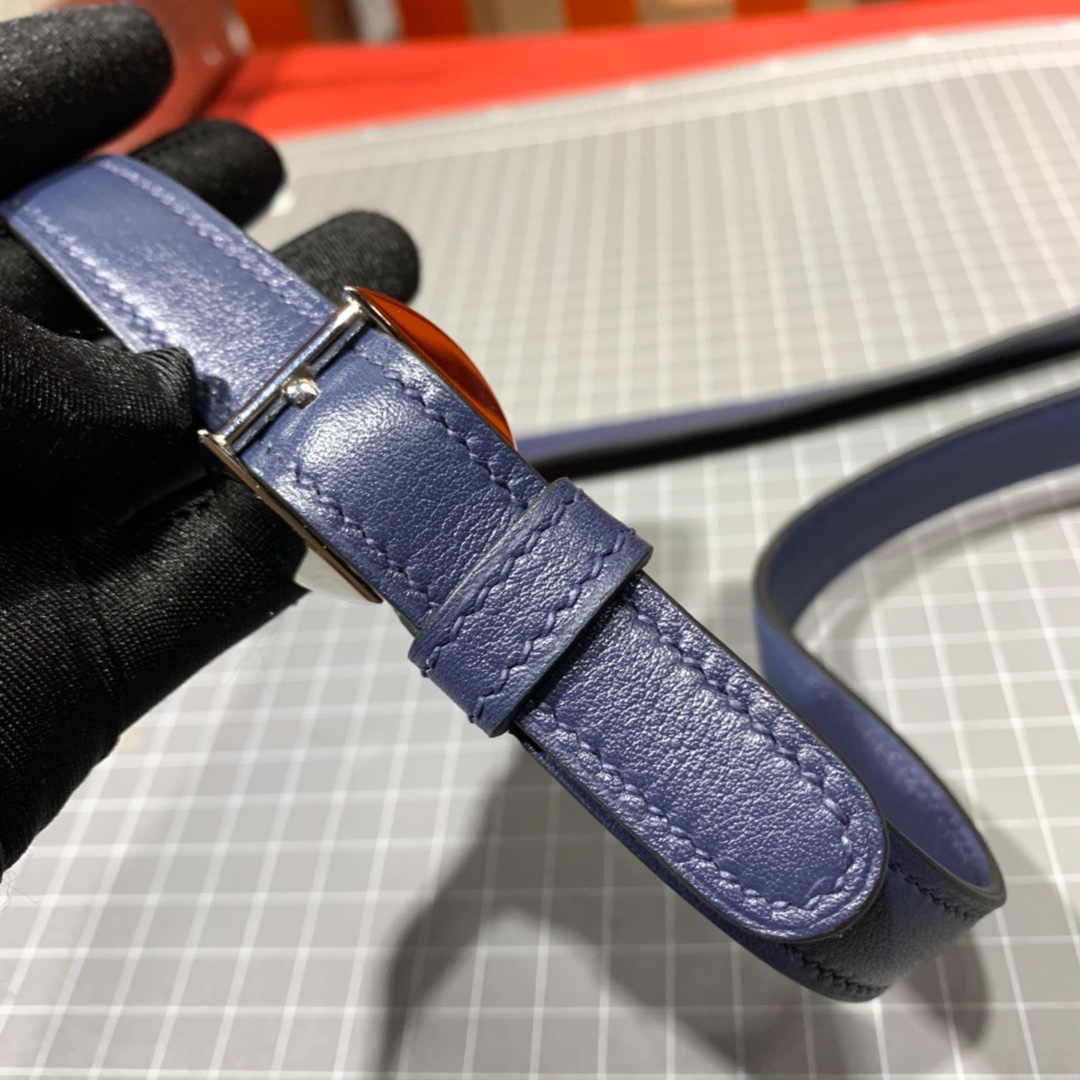 广州包包批发 Hermes爱马仕宝石蓝Evecolour牛皮新款空姐包20CM 银扣