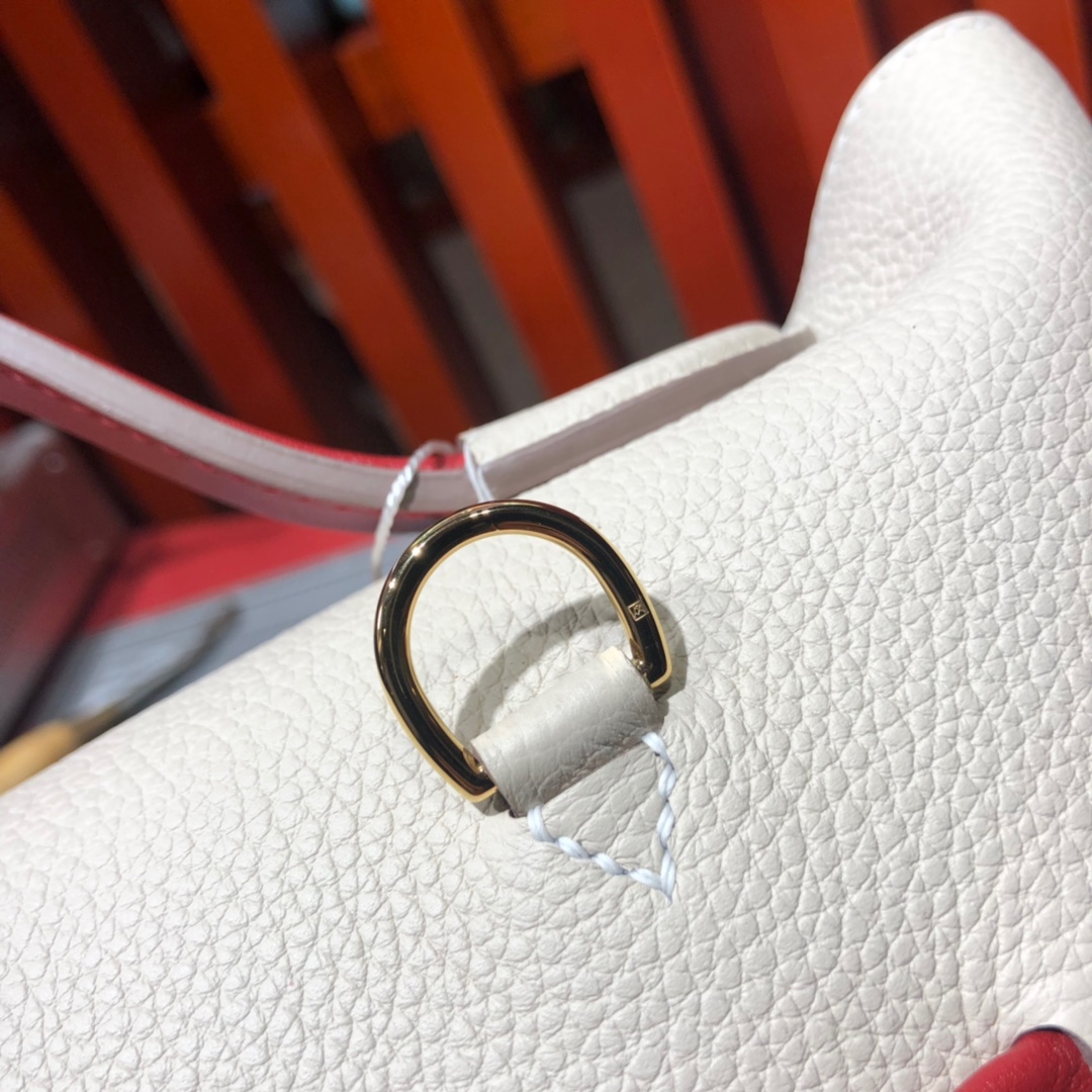 爱马仕新款女包 Hermes奶昔白拼红色拼色凯莉包24-24Kelly29CM 金扣