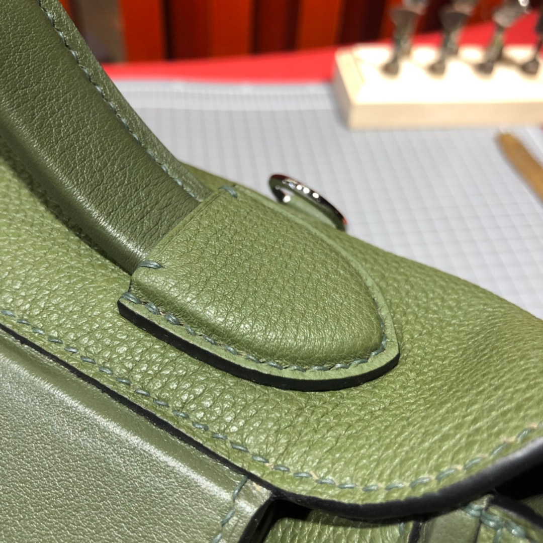 爱马仕新款凯莉包 Hermes 24-24Kelly29CM 丛林绿进口Taurillon maurice皮 银扣
