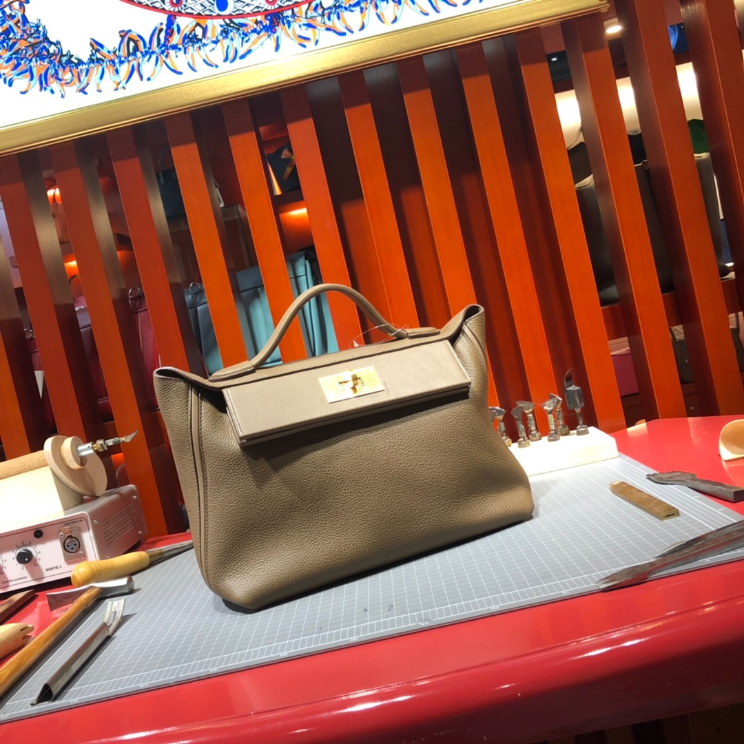 爱马仕包包价格 Hermes 24-24Kelly深大象灰进口Togo小牛皮凯莉包29CM 金扣