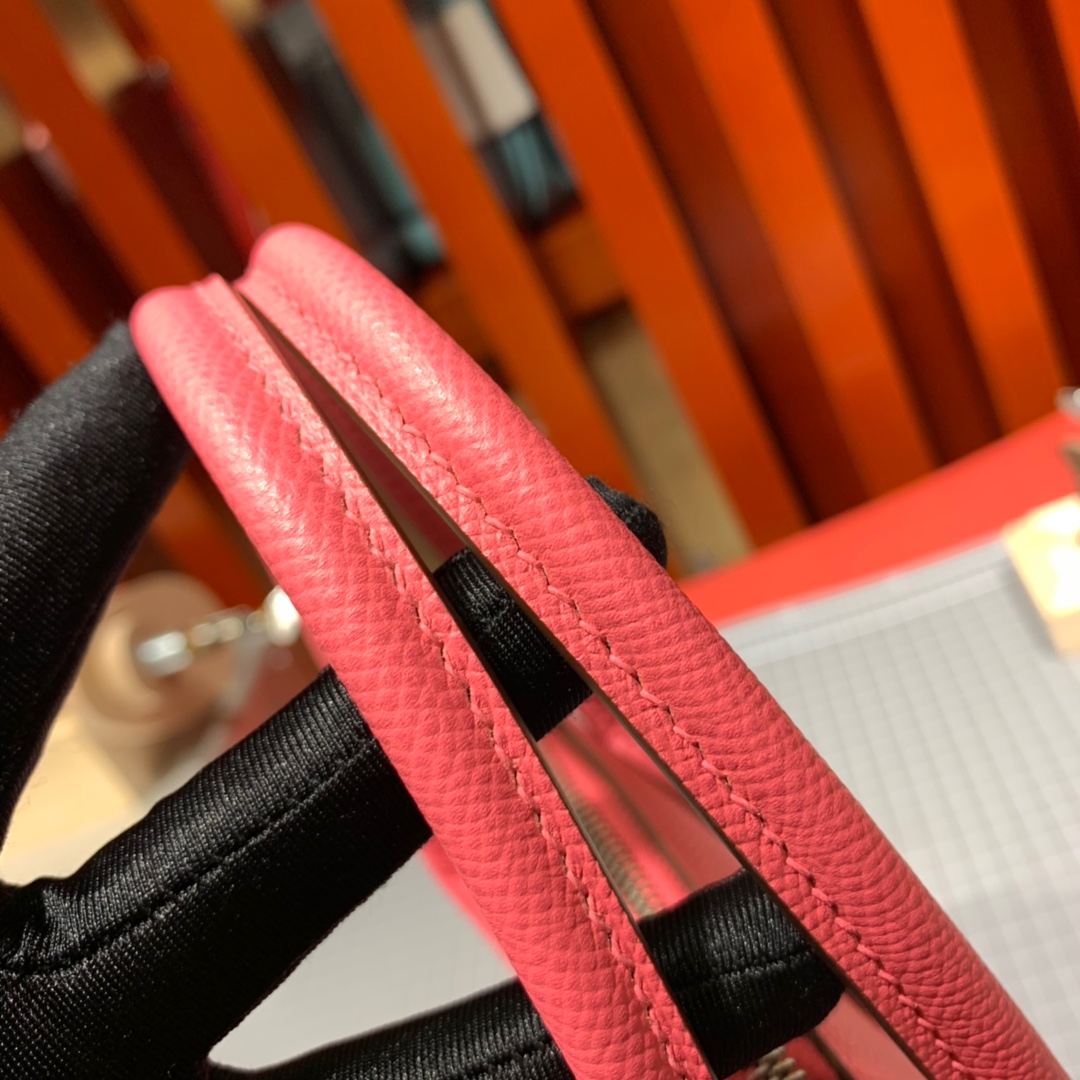 Herme包包官网 爱马仕唇膏粉原厂Epsom牛皮保龄球包Bolide27CM 银扣