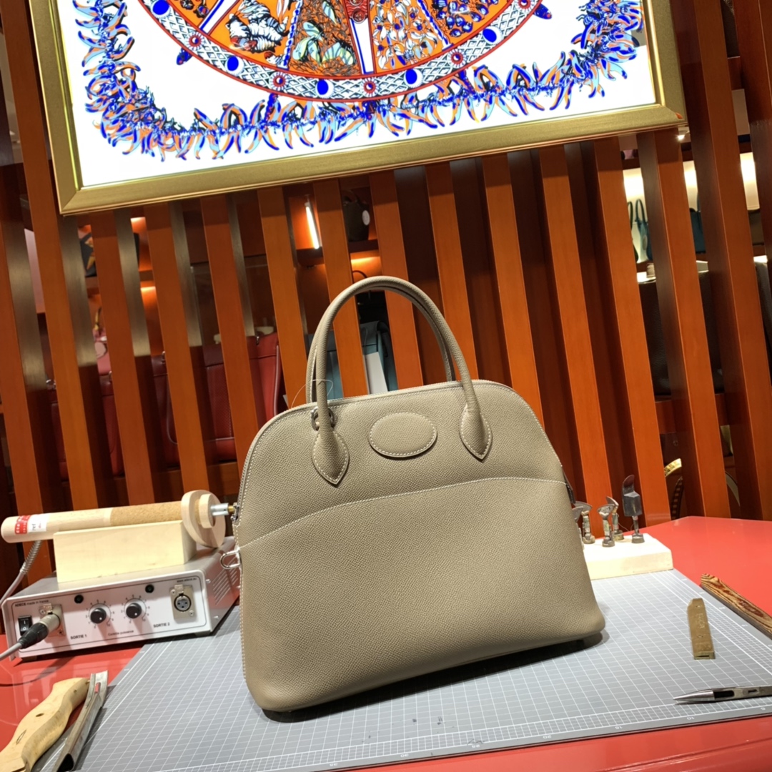 爱马仕保龄球包 Hermes Bolide31CM 大象灰原厂Epsom牛皮手提女包