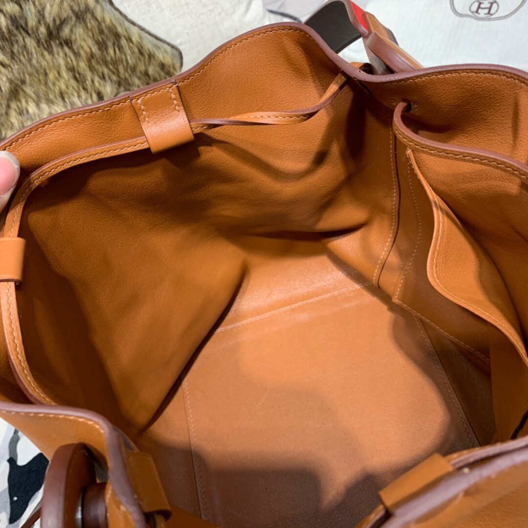 爱马仕升级版菜篮子 Hermes Licol17CM 进口Evercolor皮水桶包