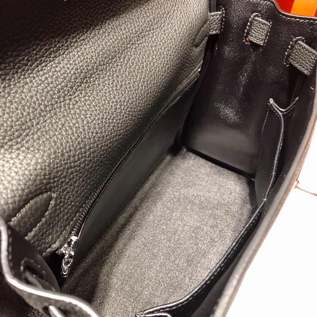 爱马仕凯莉包多少钱 Hermes Kelly28CM 89黑色Togo牛皮凯莉包 银扣