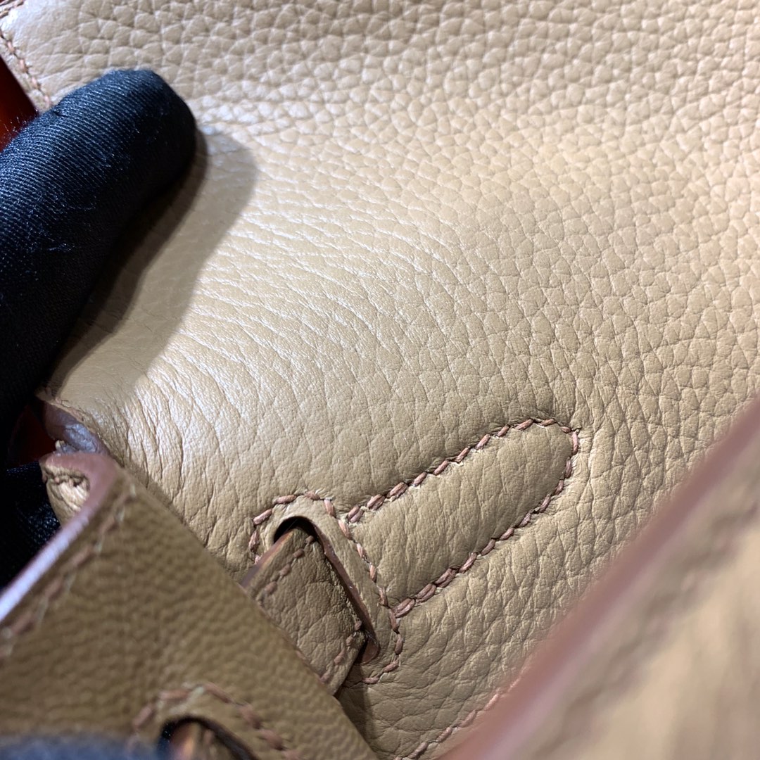 爱马仕双肩包 Hermes Kelly ado双背带设计进口Togo牛皮双肩包背包20CM 杏色