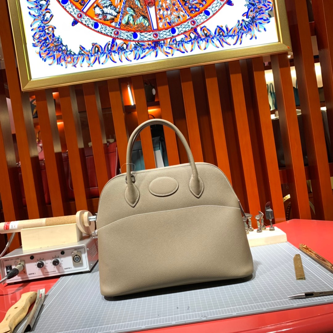 爱马仕保龄球包 Hermes Bolide31CM 大象灰原厂Epsom牛皮手提女包