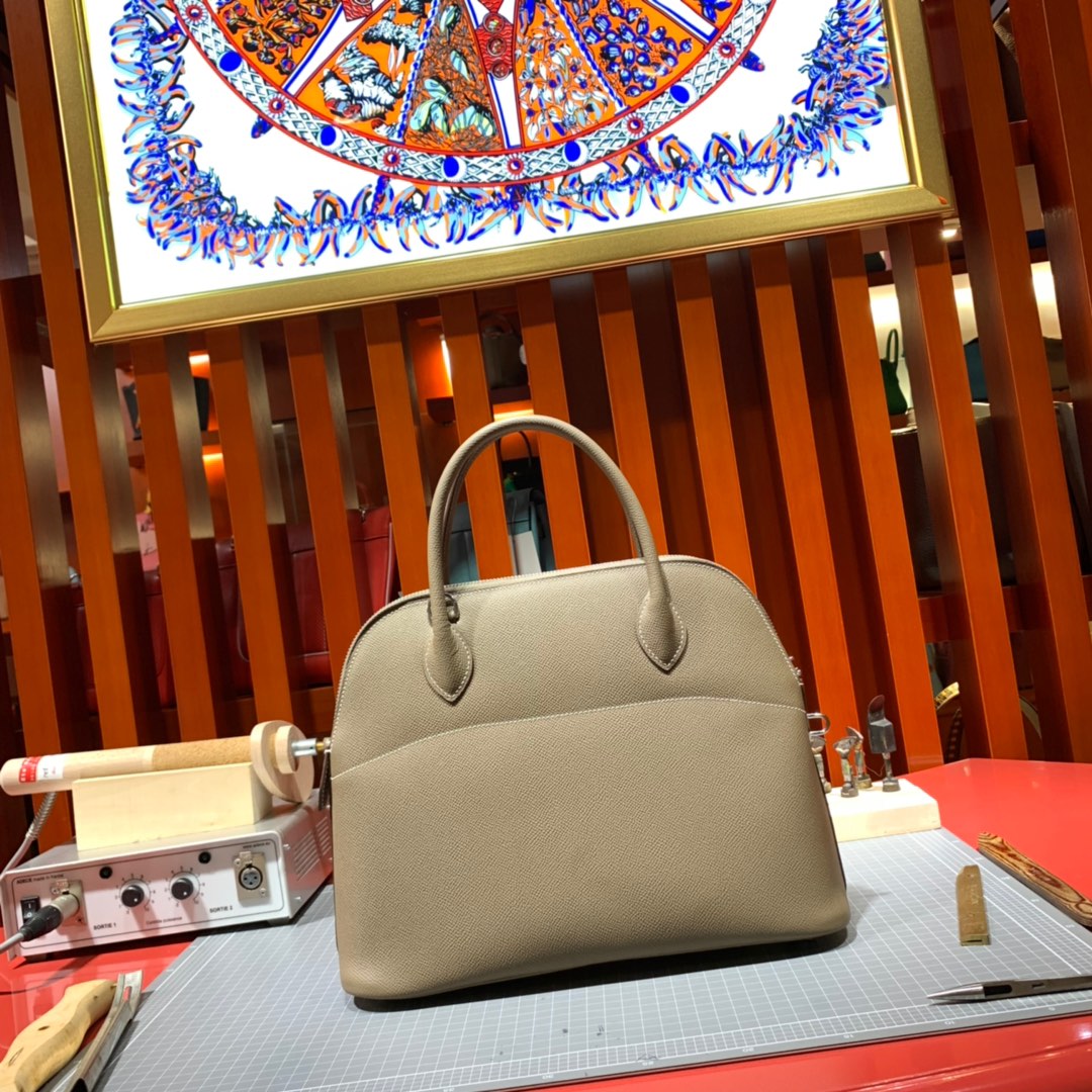 爱马仕保龄球包 Hermes Bolide31CM 大象灰原厂Epsom牛皮手提女包