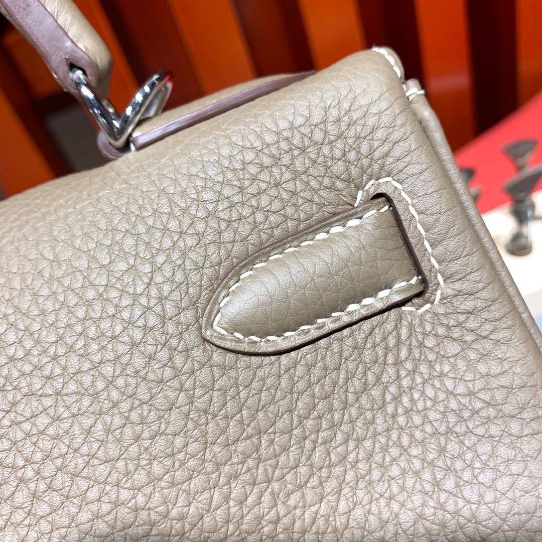 爱马仕包包定制 Hermes Kelly28CM CK18大象灰凯莉包Togo牛皮 银扣