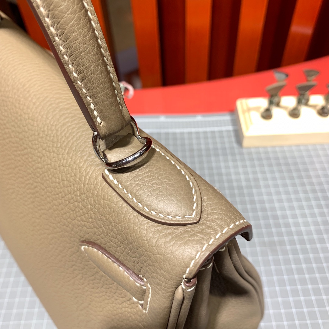 爱马仕包包定制 Hermes Kelly28CM CK18大象灰凯莉包Togo牛皮 银扣