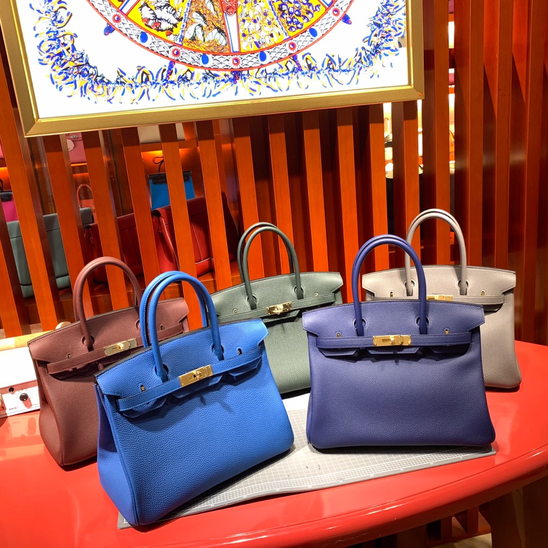 Hermes经典款女包 爱马仕进口Togo荔枝纹牛皮铂金包Birkin30CM 多色