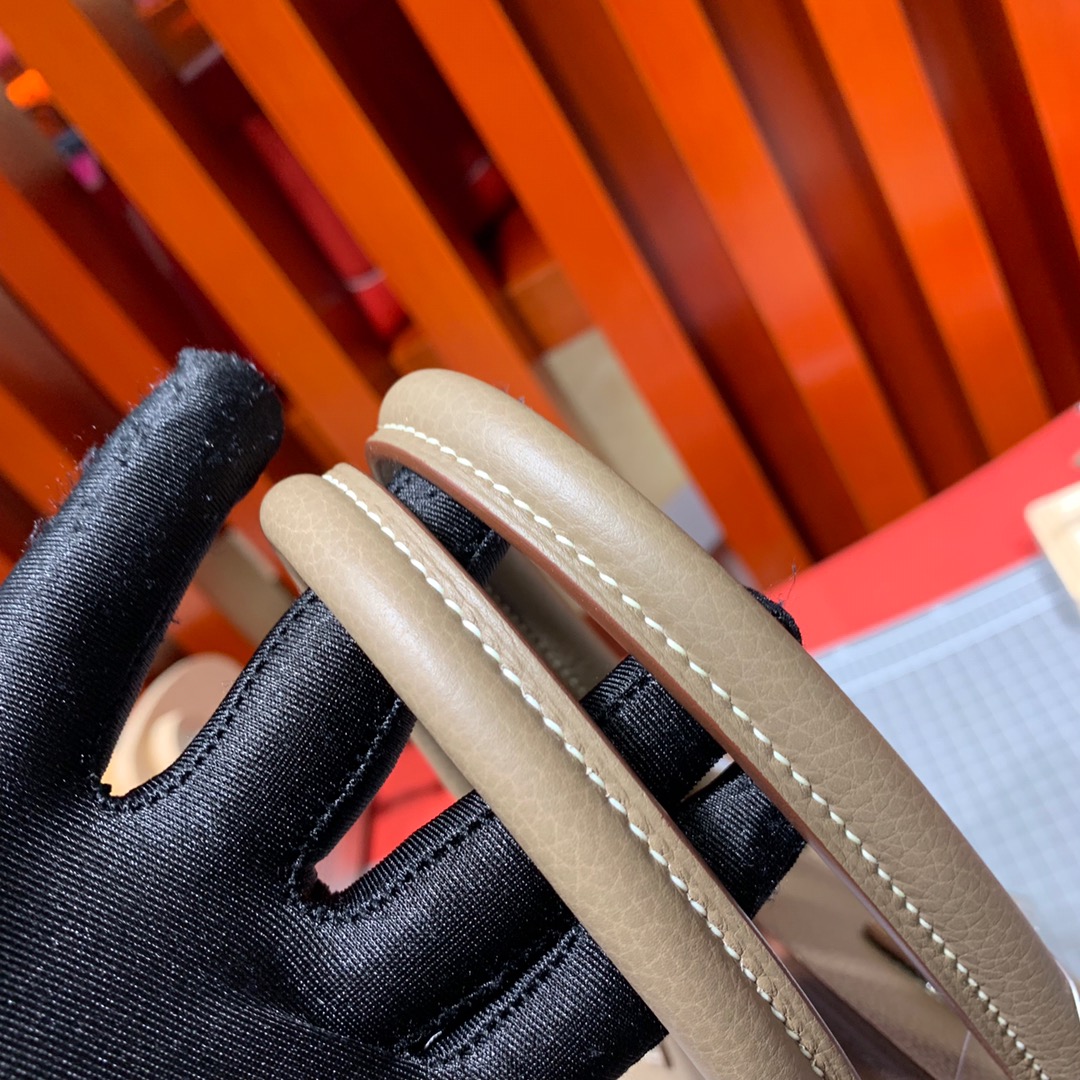 Hermes Birkin30CM 爱马仕大象灰进口荔枝纹牛皮经典款铂金包 金银扣