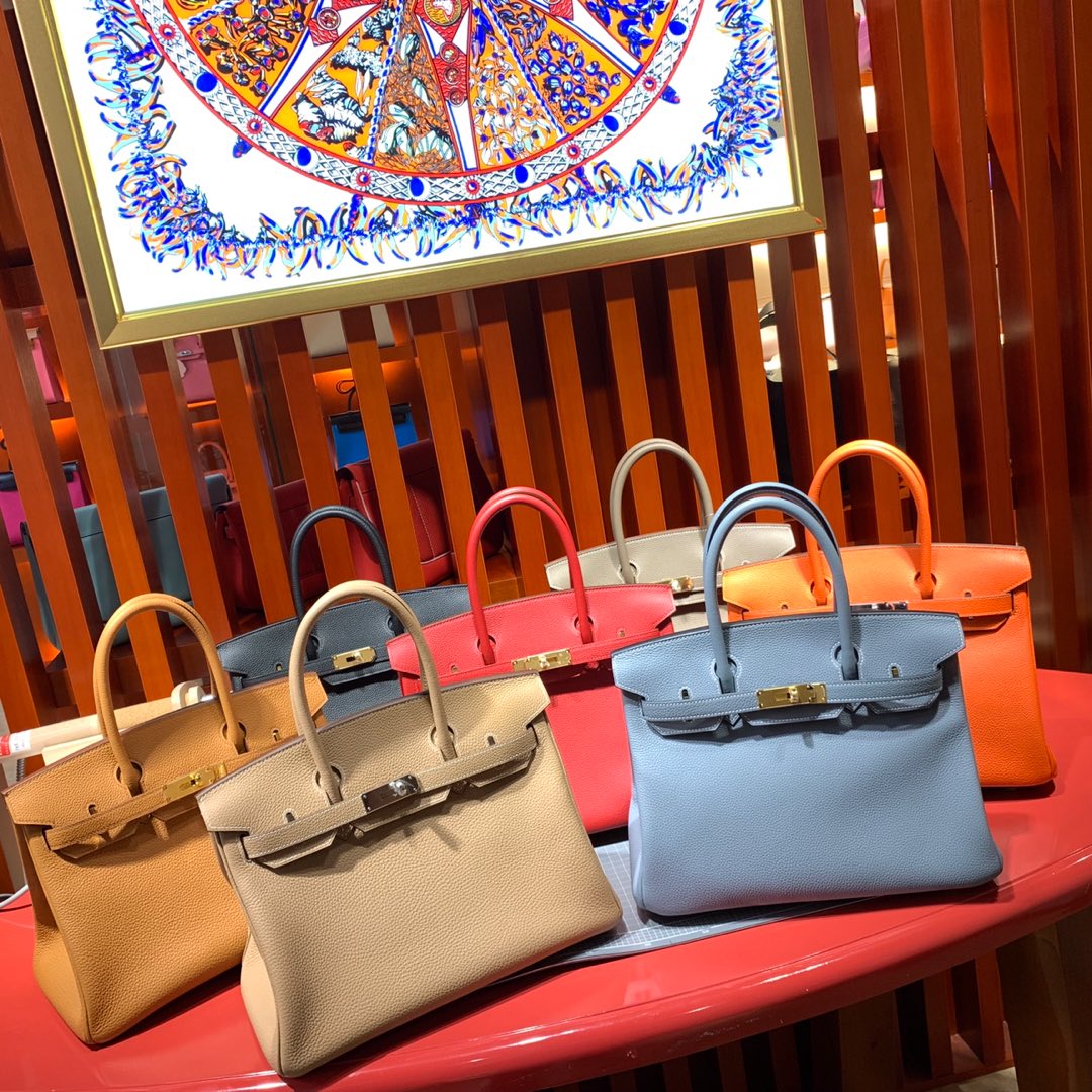 Hermes经典款女包 爱马仕进口Togo荔枝纹牛皮铂金包Birkin30CM 多色