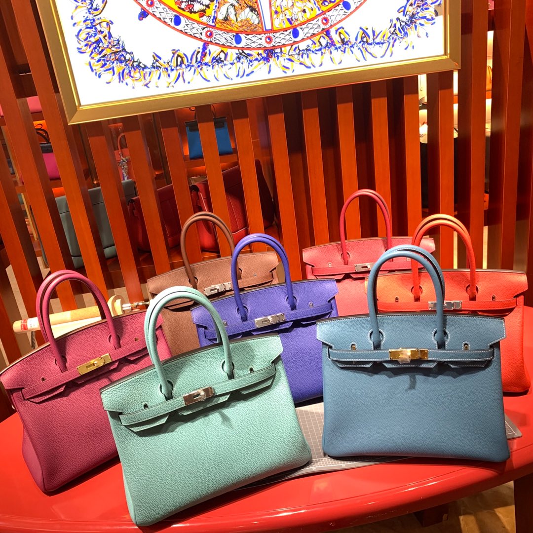 Hermes经典款女包 爱马仕进口Togo荔枝纹牛皮铂金包Birkin30CM 多色