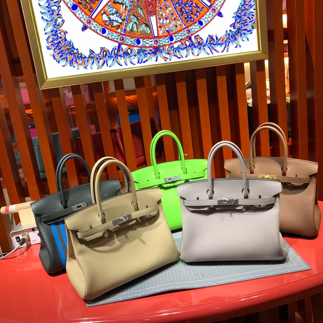 Hermes经典款女包 爱马仕进口Togo荔枝纹牛皮铂金包Birkin30CM 多色