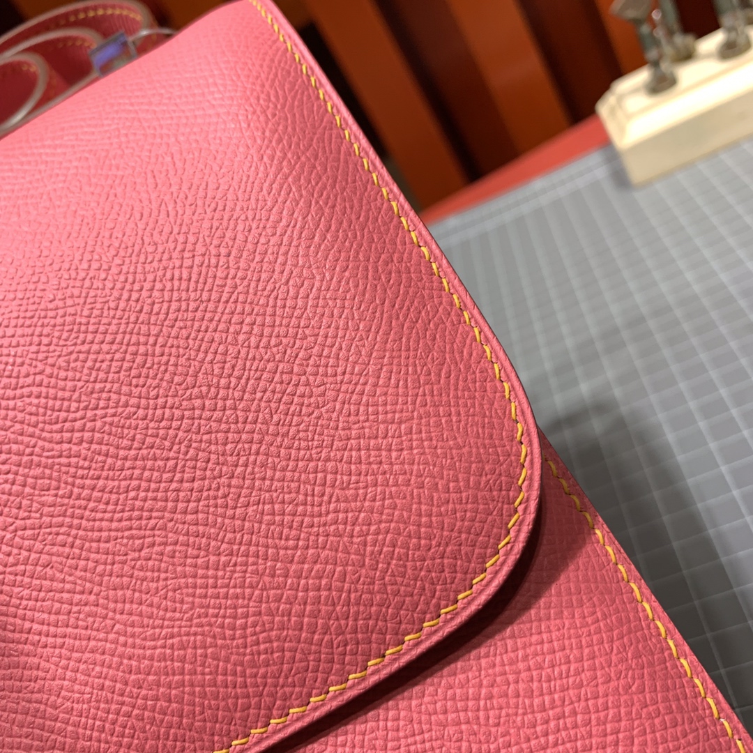 爱马仕拼色空姐包 Hermes Constance24cm 唇膏粉内拼黑色Epsom牛皮 银扣