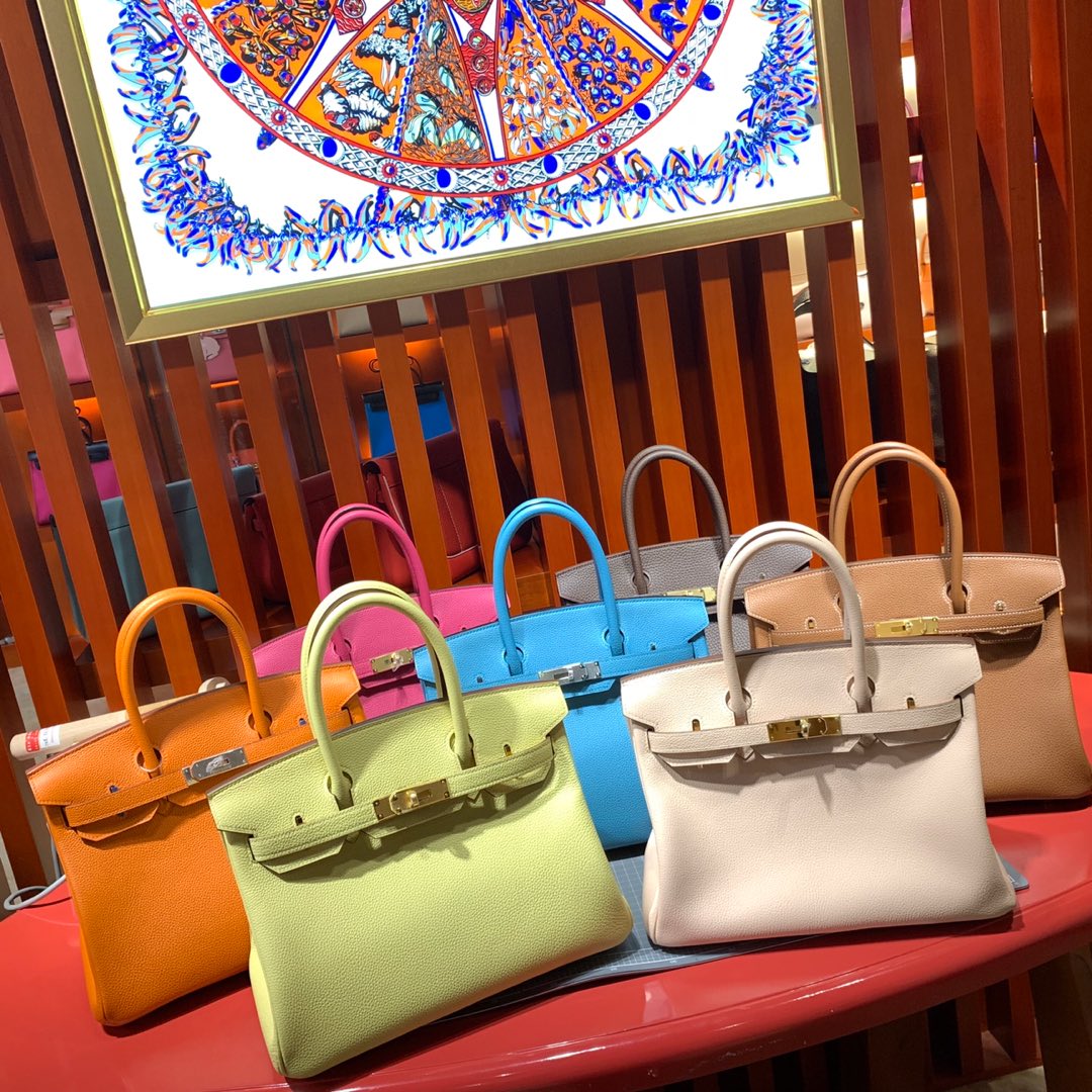 Hermes经典款女包 爱马仕进口Togo荔枝纹牛皮铂金包Birkin30CM 多色